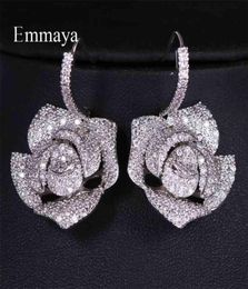 Emmaya Attractive Big Flower Appearance Silver Plated r Earring Zirconia For Women And Ladies In The Dinner Ornament 2106169432695