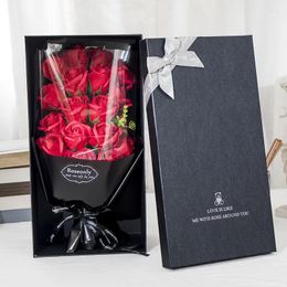 Decorative Flowers 1pc Valentine's Day Soap Flower Gift Box Rose Bouquet Romantic Simulated Party Decor Birthday Gifts