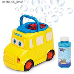 Novelty Games Baby Bath Toys Childrens Bubble Machine Automatic bubble blower for young children and infants indoor and outdoor school bus bubble maker Q240307