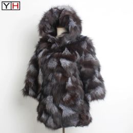 Fur 2019 Winter Women Natural Silver Fox Fur Coat Lady 100% Genuine Fox Fur Outerwear Brand Fashion Real Fur Jacket Coats