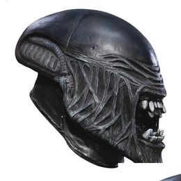 Party Masks Waylike Movie Aliens Vs Predator Mask Cosplay Costume Alien Antenna Horror Half Latex Props Halloween Drop Delivery Dhqff