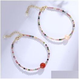 Chain M Natural Stone Tourmaline Bracelet Small Gemstone Beads Adjustable Bracelets Bangles Women Jewellery Drop Delivery Jewellery Brace Dhwbj