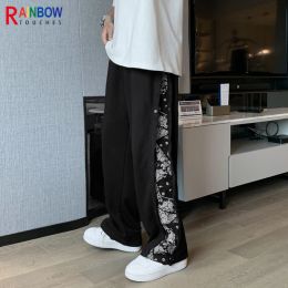 Pants Rainbowtouches Fashion Brand Men Pants Harajuku Stitched Breasted Summer Casual Bandana Pattern Hip Hop Loose Wide Leg Trouser