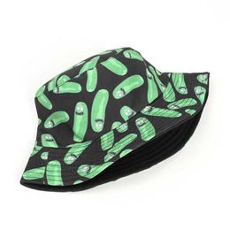 2021 New Pickle Rick Cotton New Bucket Hat Rick Fishing Cap Us Anime Cotton Print Fisherman Bob Hat Sun Fishing Boonie Hat Q08052558