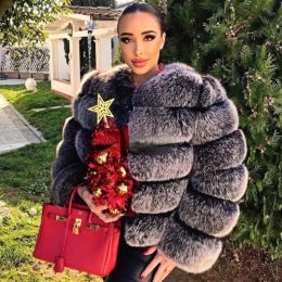 Fur S4XL Women's Faux Fox Fur Coats for Warmth Autumn Winter Long Sleeved Sexy Casual Party Jacket