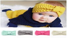 Baby Knitted Headband Kids Winter Bowknot Turban Girl Knot Solid Hairband Girls Boutique Princess Headwrap Ear Warmer Hair Accesso4164451