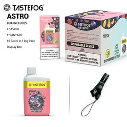 Original Tastefog Astro 7000 Puff Disposable Vape Box 2% Mesh Coil Electronic Cigarette Vapes Kit Shisha 16ml 650mAh 12 Flavours With Free Lanyard Wholesale Price