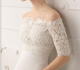 Amazing Bateau Lace Bridal Bolero with Half Long Sleeves Classic Lace Bridal Jacket Wrap Bridal Accessory Custom Made1567887