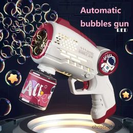 Sand Play Water Fun Bubbles Gun Soap Bubble Machine Electric Space Launcher Childrens Day Gifts Full Automatic Bubbles with Light Backpack Kids Toy