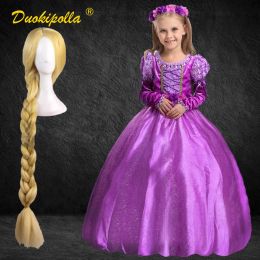 Dresses Tangled Girls Rapunzel Dress Christmas Holiday Kids Fancy Puff Sleeve Princess Dress Halloween Costume Girls Boutique Outfits