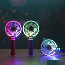 Book Lights Brelong Mini Handheld Fan Portable Travel Usb Powered For Office And Indoor Blue / Purple Pink Drop Delivery Lights Lighti Dh9Vb