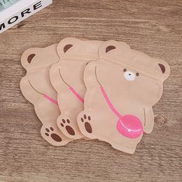 12*15cm Lovely Bear Sugar Plastic Packaging Bags Aluminium Foil Sealing Cartoon Pouch For Children Gift Candy Cookies Snack Biscuit Nut Toys Jewellery Package Storage