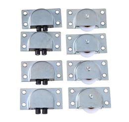 WHISM 8 PcsLot Stainless Steel Sliding Door Wheel Cabinet Nylon Wheels Hanging Wheel Parts Door Rollers Hardware1133124