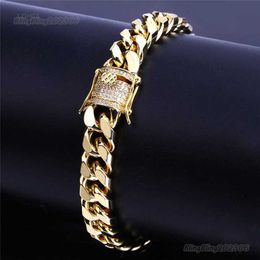 Fashion Jewellery Designer Chain High Quality Cool Mens Bracelet Designer Cuban Link Chain Gold Bracelet Man Copper Jewellery Aaa Cubic Zirconia Silver Bangle Hip h