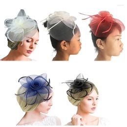 Hair Clips Elegant Pillbox Hat Fascinators With Flower 20s Tea For Girls Women HXBA
