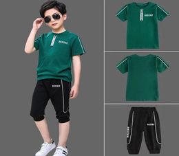 Kids Boys Clothes Set Summer 2020 Fashion Teenage Letter Short Sleeve Tshirts Pants 2PCS Children Clothing Boys Sport Suit2124701