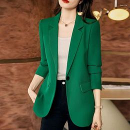 Women's Suits Fashion Spring Fall Women Single Button Slim Blazer Office Lady Midnight Navy Rear Slit Suit Coat Girl Jacket Clothing Bla26