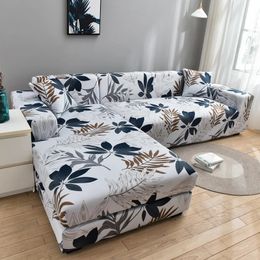 Square Printed L-shape Chaise Longue Sofa Covers for Living Room Sofa Protector Anti-dust Elastic Stretch Covers for Corner Sofa 240304