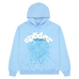 Mens Hoodies Sweatshirts mens Hoodies Sweatshirts 2023 Sky Blue Sp5der 555555 Hoodie Men Women High Quality Angel Number Puff pastry Printing Graphic Sp