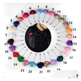 Anstecknadeln, Broschen Herren Anstecknadeln Handgefertigte Rosenblumenbroschen Boutonniere-Stick für Herrenanzüge Schmuckzubehör Drop Delivery Jewelr Dhi5M