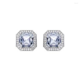 Stud Earrings European Fashion Fine Woman Girl Bride Mother Party Birthday Wedding Gift Shiny Square Zircon 18KT White Gold7259622