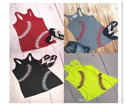 Women Baseball Tank Top Summer Baseball Printed Sports Tanks Sleeveless TShirts Vest Softball Beach Camis Top Girl Vests1536178