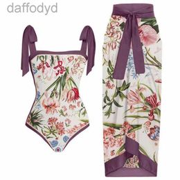 Women's Swimwear One Piece Swimsuit Swimwear Floral Print Colorblock Skirt Holiday Beach Dress Sexy Designer Bathing Suits For Women 240307