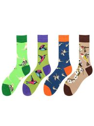 Men039s Socks Cotton Korean Flower And Bird Street Skateboard Sports For Men Women Couples Long Tube2313071