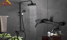 Bronze Black Shower Faucet Bathtub Shower System Rainfall Shower 3way Cold Single Handle Mixer Tap Swivel Tub Spout6239708