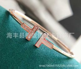 Designer High precision version TFF bracelet with white Fritillaria double T diamond open