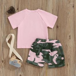 Clothing Sets Kupretty Toddler Girl Clothes Baby Letter Short Sleeve T-shirt Tee Tops Camouflage Shorts Set 2T 3T 4T Summer Outfits