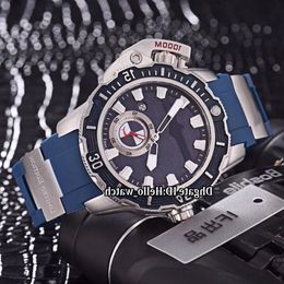 46mm Big Size Date Maxi Marine Diver 3203-500LE-3 93-HAMMER Blue Dial Automatic Mens Watch Steel Case Blue Rubber Strap Sport Wris230s