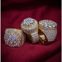 Hip Hop Rapper Jewelry Mens Diamond Rings Elegantly Crafted Yellow Gold Full Iced Out Clarity Moissanite Men Ring Wedding Band