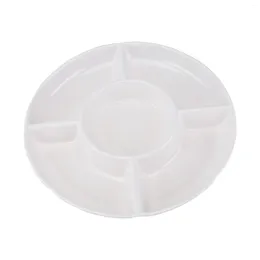 Dinnerware Sets Inch 5- Compartment Round Serving Tray Relish Melamine Storage Dried Fruit Snack Plate Appetiser Platter