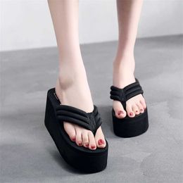 Sell Slippers Womens Summer Fashion Wear Muffin Thick Bottom Slope Heel Antiskid Beach Shoes Seaside Cool Slipper Clip Foot High Flip Flop 240228