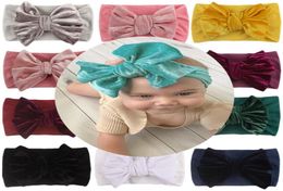 Newest Baby Headband Flannelette Hairwrap Big Bow Wide Hair Band Velvet Kid Hair Accessory Turban Knot Wide Head Wrap4903566