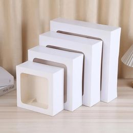 Transparent Window Gift Box Baked Pastry Packaging Box Holiday Small Gift Packaging White Cardboard Box