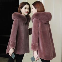 Sheep Fleece For Women 2023 New Winter Pellet Wool Fox Haining Fur Coat Lamb Hair 972634