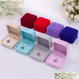 Jewellery Boxes 11 Colours Fashion Veet Jewellery Boxes Cases For Only Pendant Necklaces Wedding Gift Packaging Display Size 70Mmx70Mmx40Mm Dhmxp