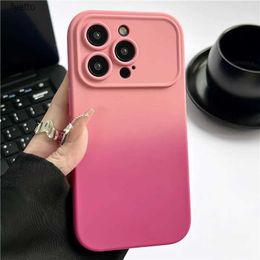 Cell Phone Pouches Gradient Two Color Soft Silicone Phone Case Pro Pro Max Camera Protection Shockproof Back CoverH240307