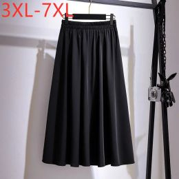 Dresses New 2021 Ladies Summer Plus Size Women Clothing Long Skirt for Women Large Casual Loose Aline Black Pleated Skirts 7xl