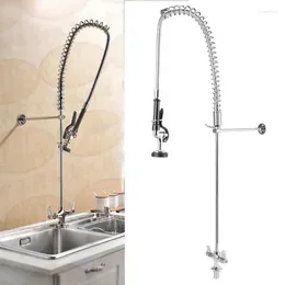 Bathroom Sink Faucets G1/2 Commercial Kitchen Vertical Faucet With Pull Down Sprayer Plated Brass Basin Tap Cold Water Mixing