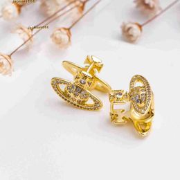 Stud Stud Earrings Western Empress 2024 Dowager Silver Saturn Water Drops Long Sparkling Diamond Crystal Ear Studs Clip Jewellery Wear Style Fashion Women Jewellery
