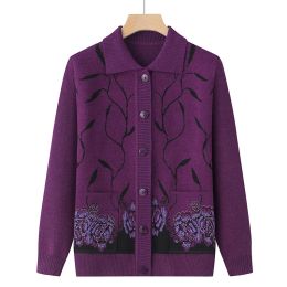 Cardigans #2981 Spring Autumn Vintage Sweater Coat Women Single Breasted Knitted Cardigan Coat Femme Diamonds Retro Floral Knitwear