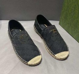 Famous 24S/S Matelasse Canvas Espadrille Double Fisherman shoes designer Grass woven leather fashion loafer Shoes Size 38-46