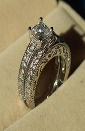 choucong Antique Jewellery Stone 5A Zircon stone 10KT White Gold Filled 2 Wedding Band Ring Set Sz 511 R11 8272441