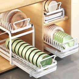 Kitchen Storage Large Sliding Dish Drainer Sink Rack Cabinets Drawers Organiser Shelf Chopstick Barrel Supplies