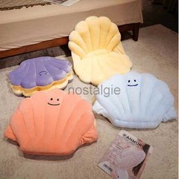 Stuffed Plush Animals creative shell shaped plush pillow doublesided sofa chair backrest cushion floor toy beautiful room 240307