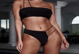 One shoulder thong bikinis 2020 mujer bathers High cut black swimwear women biquini Bandeau push up swimsuit female bathing suit5450907