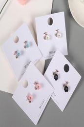 Romantic Cherry Blossom Stud Earrings Spring Summer Flower Rhinestone Cute Statement Ear Jewelry Gift5255158